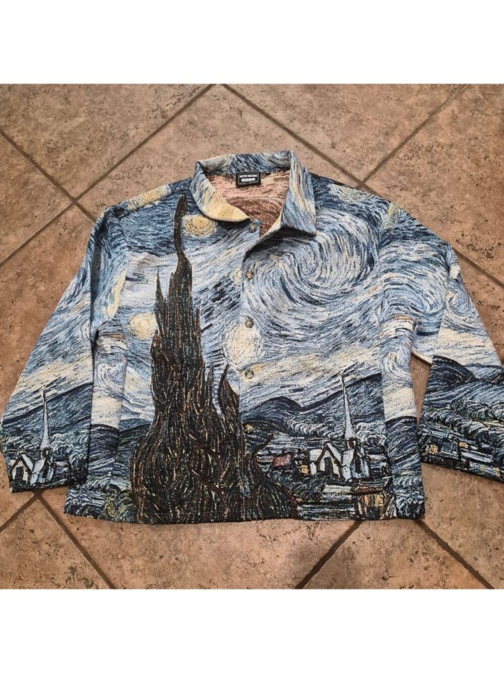 Van Gogh Starry Night Tapestry Jacket Button-Up Super Massive XXXL Made In China